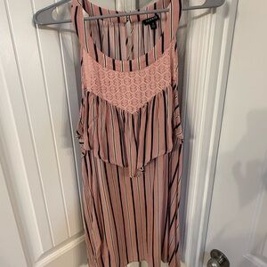 Torrid Peach-Pink Striped Tank with Navy Accents